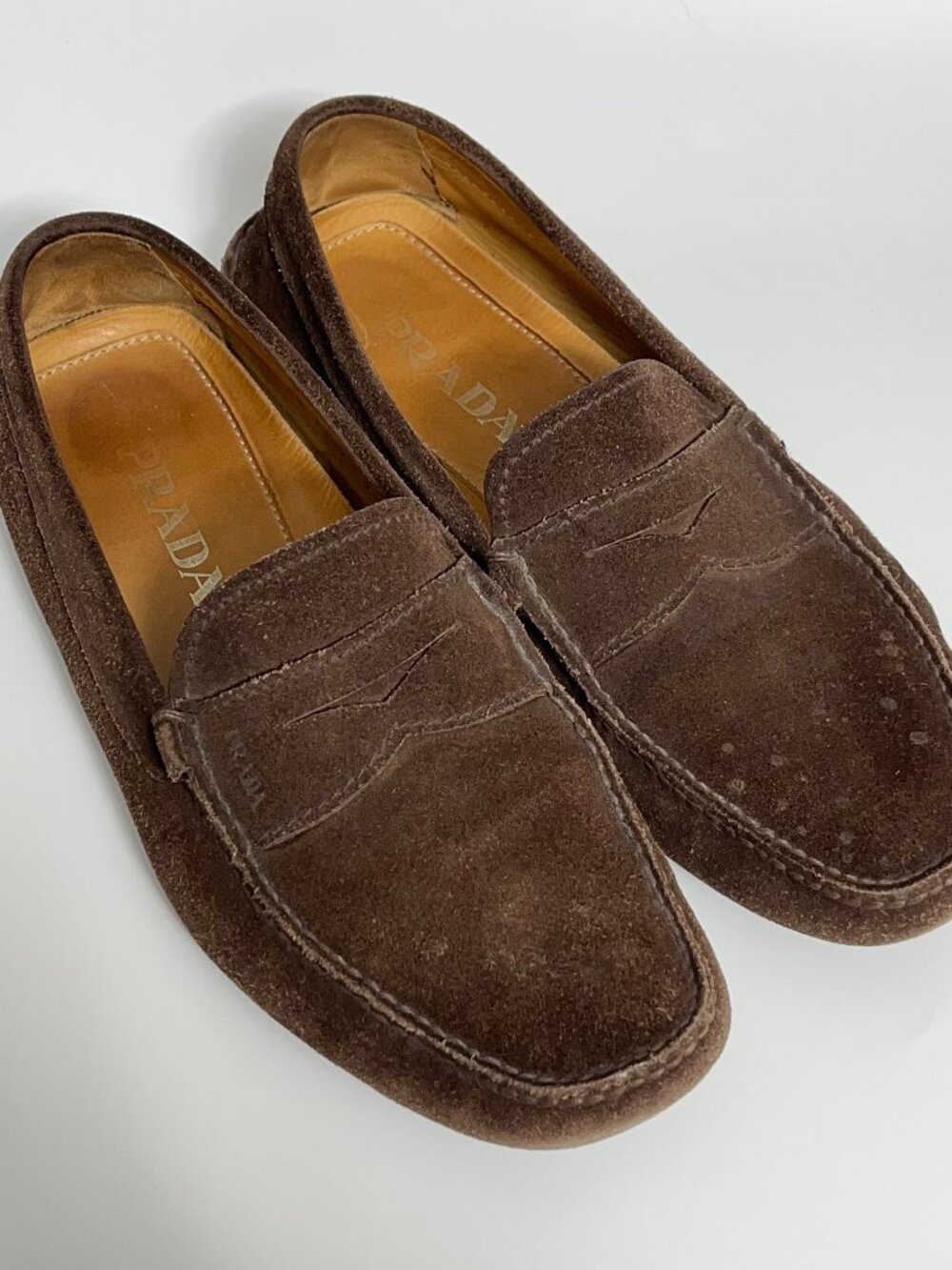 Prada Brown Suede Driving Loafers